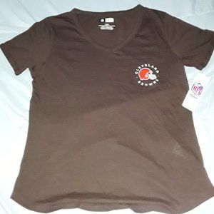 Womens Cleveland Browns soft short sleeve V neck pocket T shirt New w tags